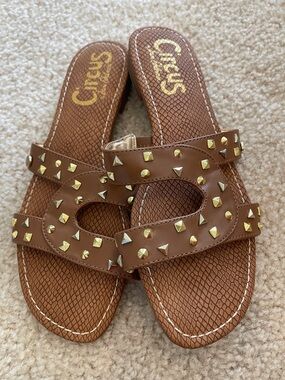 Circus by Sam Edelman Brown Studded Slide Sandals size 8.5